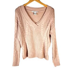 American Rag Womens Large Dusty Rose Vneck Knit Sweater